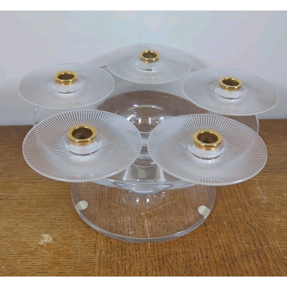 Lalique Crystal Vintage 8.5" Sophia Candelabra With Clear Bobeches Signed‎